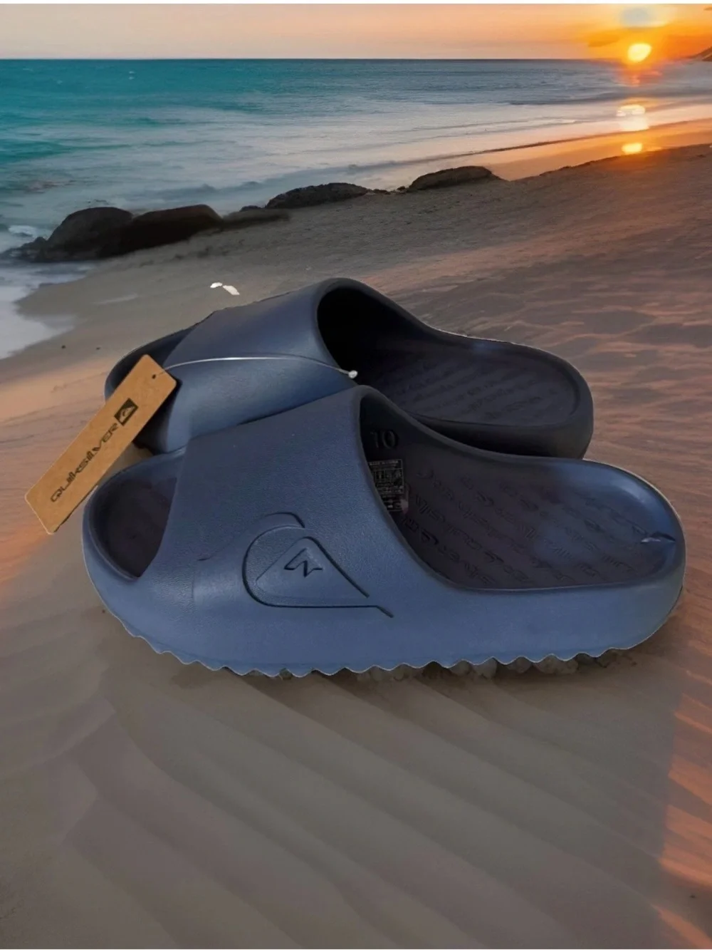 Quiksilver Men's Size 11 Cloudbreak Comfort Slide Sandals. Navy Blue. NWT